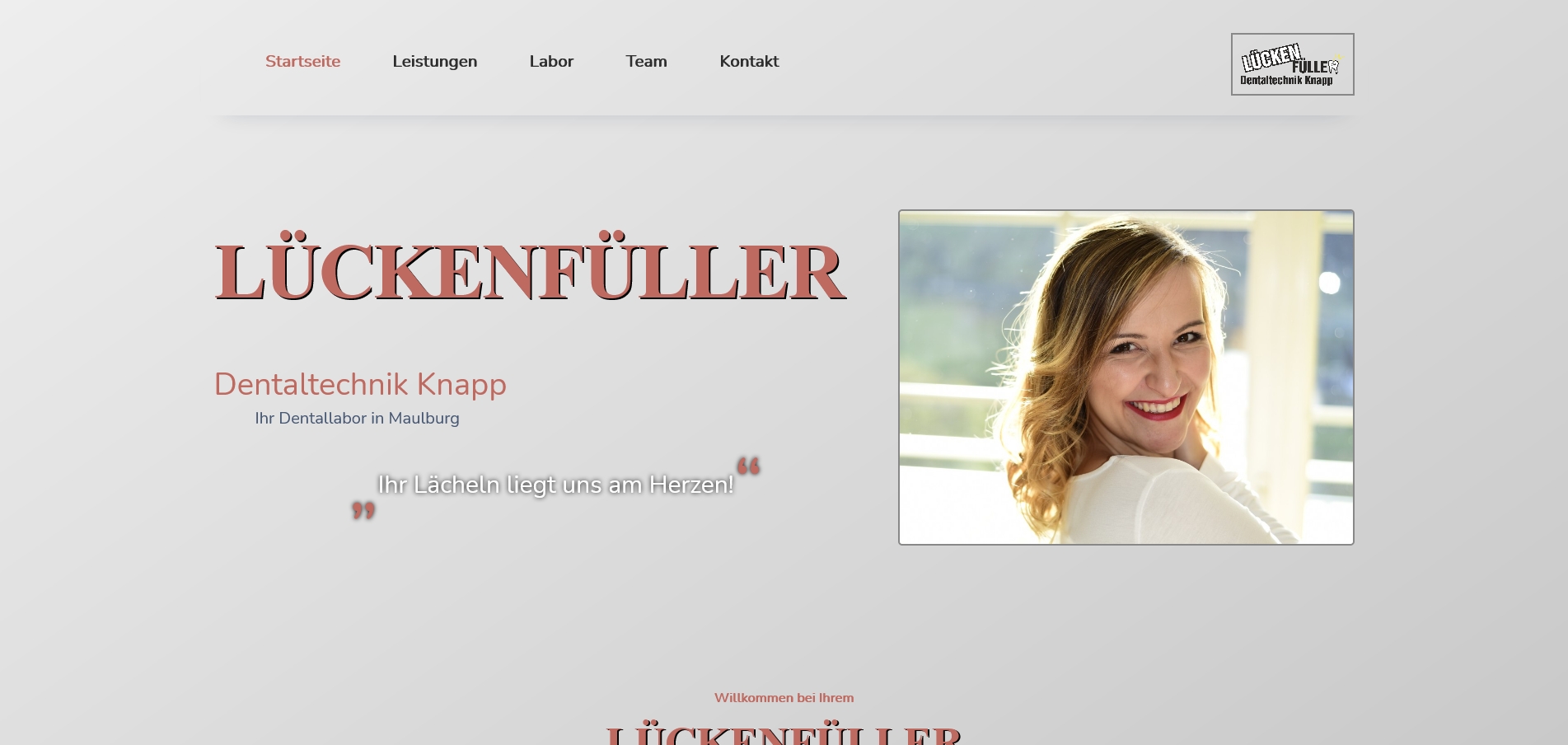 Webdesign Referenz: LÜCKENFÜLLER - Dentaltechnik Knapp