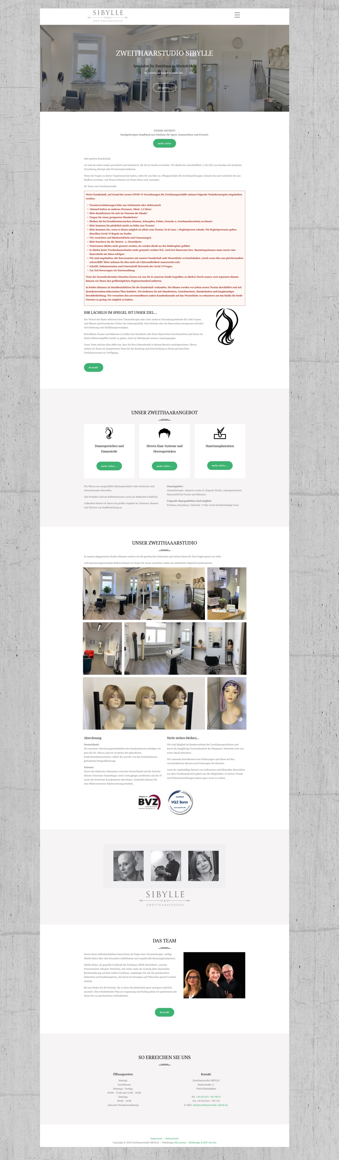 Webdesign-Referenz: Zweithaarstudio Sibylle